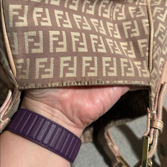 Fendi Zucchino Blush Beige Pink Shoulder Bag - Picture 15 of 17